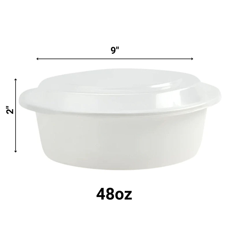 Load image into Gallery viewer, 48oz Extra Strong Quality White Round Disposable Meal Prep/ Bento Box Container Food Storage &amp; Serving VeZee
