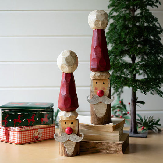 Painted Wooden Santas, Set of Two General KAL