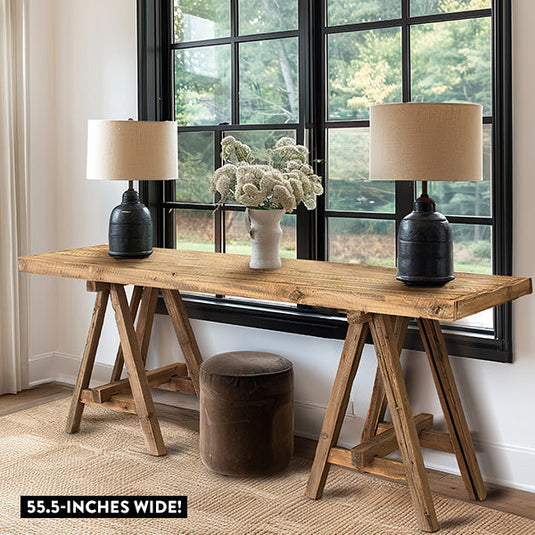 Recycled Wood Console Table with Saw Horse Base Whats trending KAL