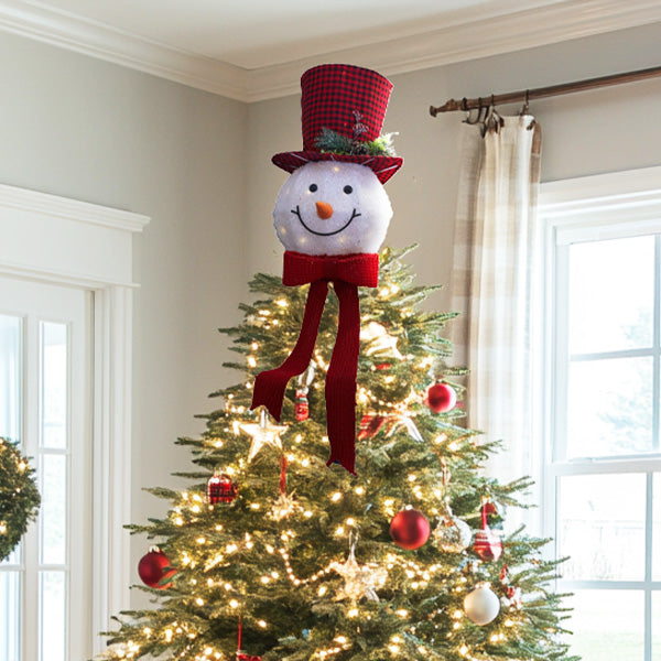 22 Inch Whimsical Light Up Snowman Tree Topper Sale SD