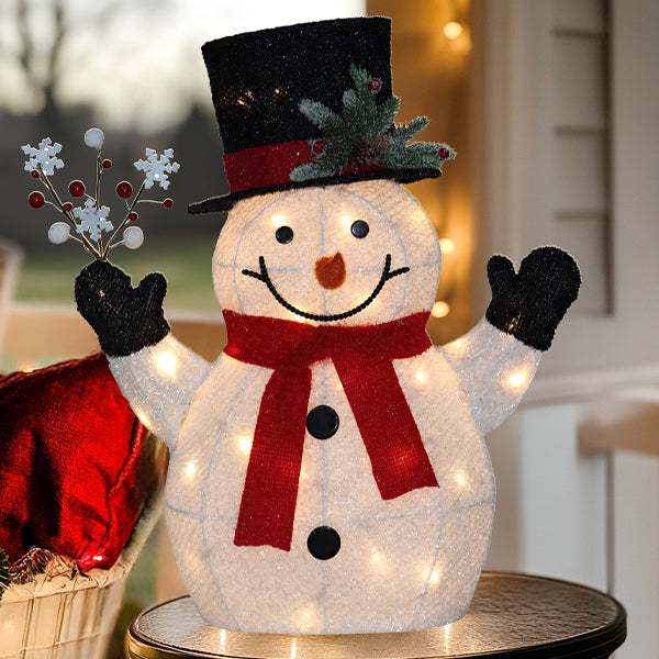 21 Inch White Snowman with 30 LED Lights General SD