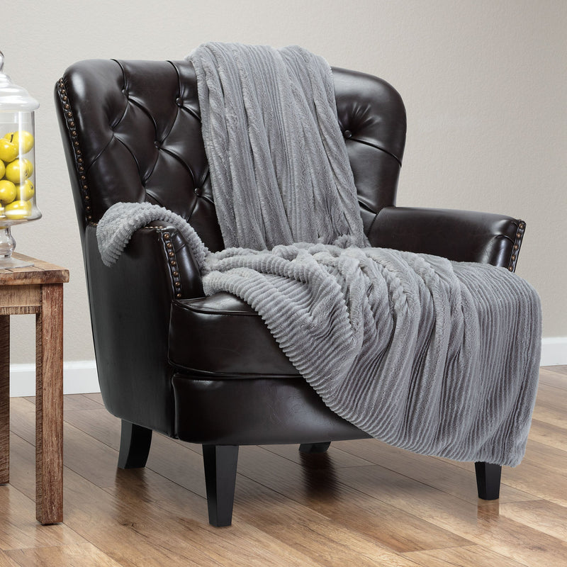 Load image into Gallery viewer, Stripe Textured Faux Fur Throw Blanket Collective Chanasya
