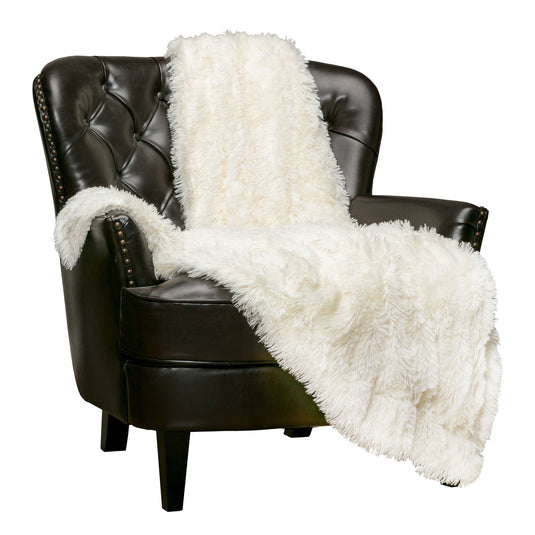 Solid Faux Long Fur Throw Blanket