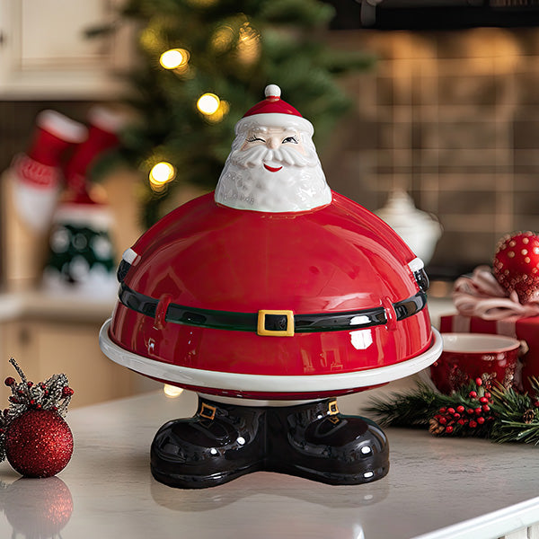 Winking Santa Dessert Stand with Removable Lid General CT