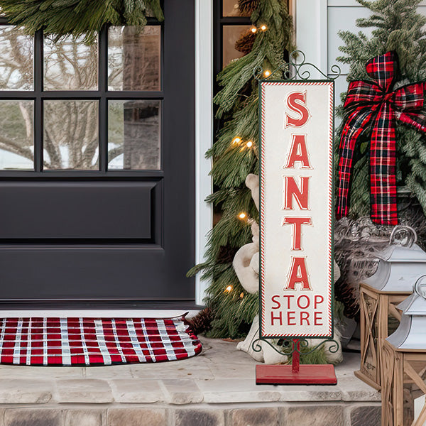 Santa Stop Here Vintage Christmas Sign Whats trending CT