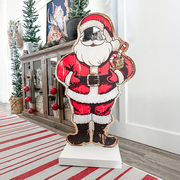 42 Inch Indoor/Outdoor Standing Santa with Cutout Face | Santa's Family Collection Sale ABH