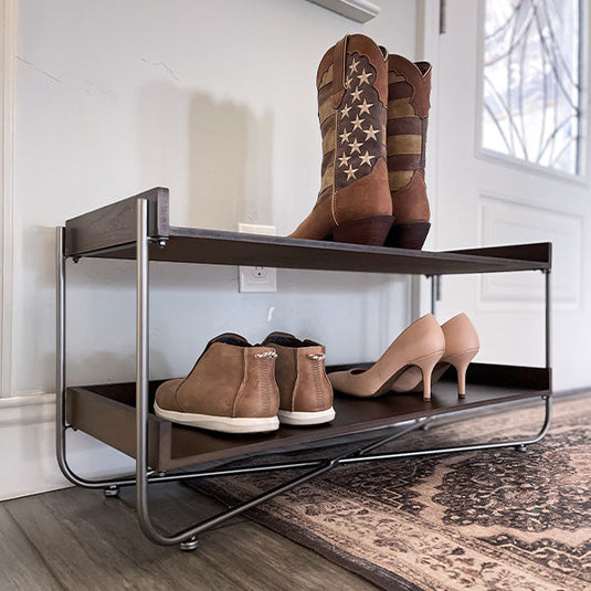 Modern Wood and Metal Shoe Rack Sale ABH