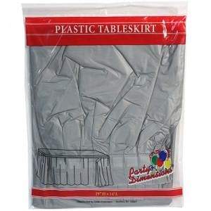 Silver Plastic 29''X14'' Tableskirt Tablesettings Party Dimensions