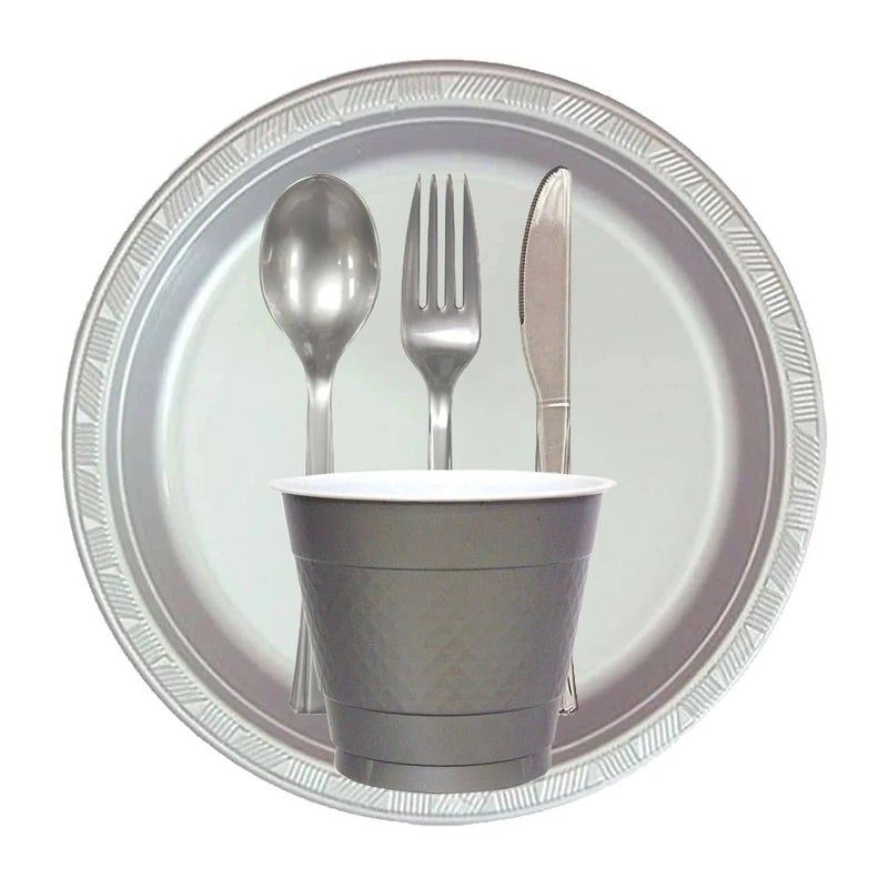 Load image into Gallery viewer, Hanna K. Signature Plastic Plates Silver 10&quot; Disposable Plates Hanna K
