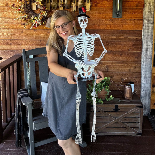 33 Inch Sitting Skeleton Decor Sale ABH