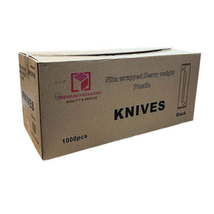 *WHOLESALE* Disposable - Individually Wrapped - Medium Weight - Black Knives| 1000 ct. VeZee