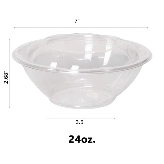 24oz Disposable Rose / Salad Bowls To-Go Containers with Airtight Lids Rose Bowls VeZee