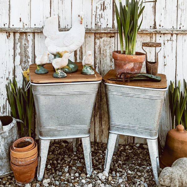 Metal Planter Basin Tables, Set of 2 General ABH