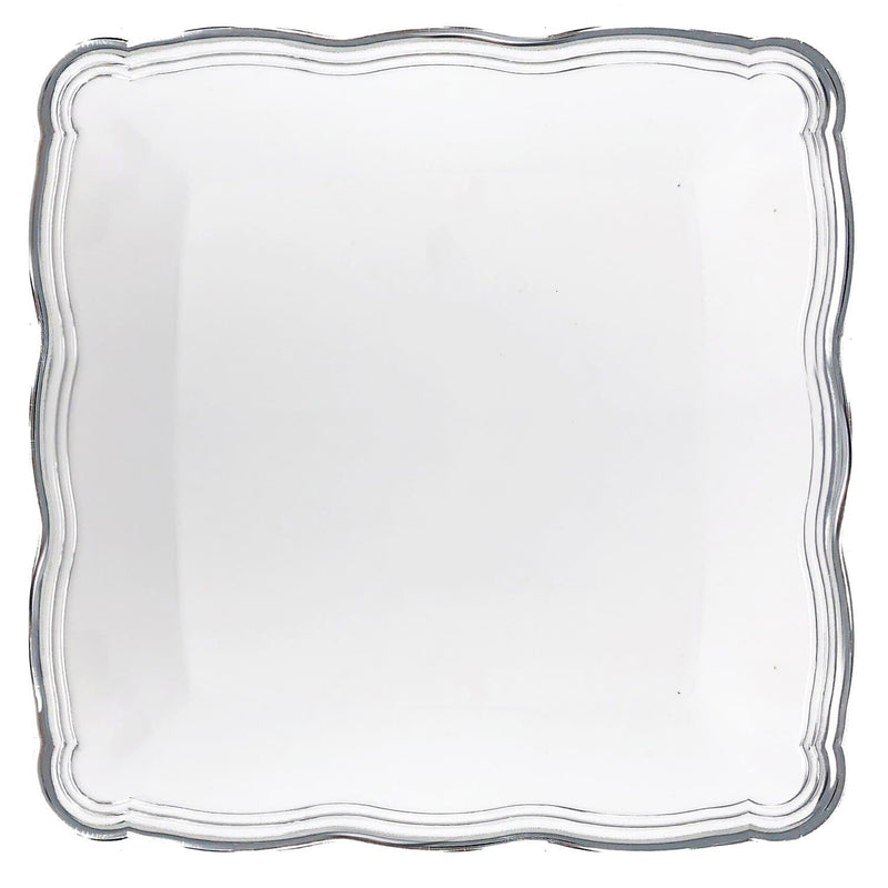 Load image into Gallery viewer, Aristocrat Collection Square Serving Trays White &amp; Silver 12” x 12” Serverware Decorline
