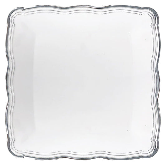 Aristocrat Collection Square Serving Trays White & Silver 12” x 12” Serverware Decorline