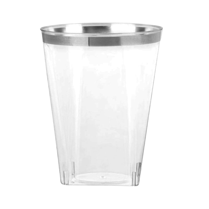 Load image into Gallery viewer, Plastic Disposable Cups Silver Rim Square Tumblers 10 oz Tumblers Blue Sky
