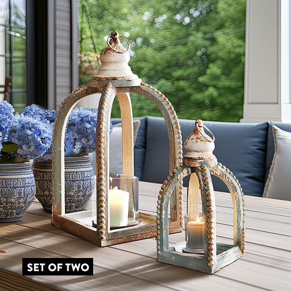 French Inspired Hurricane Glass Lanterns, Set of Two Whats trending CT