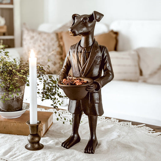 Bronze Handsome Standing Dog Bowl | Dapper Critters Collection General ABH