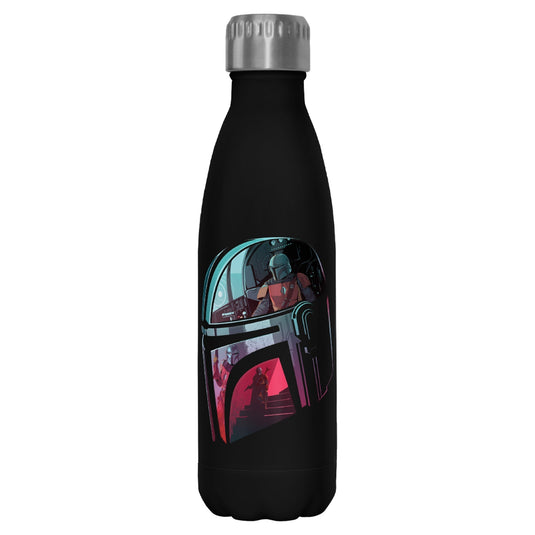 Star Wars - The Mandalorian Helmet Explanation - Black 17 oz Stainless Steel Bottle Homewares Fifth Sun