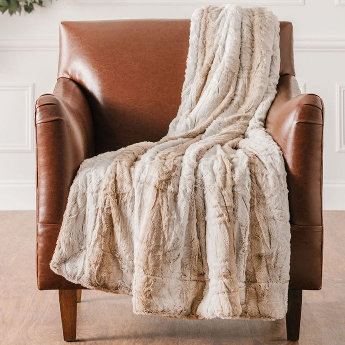 Faux Fur Brown Ombre Throw Blanket Gift Chanasya