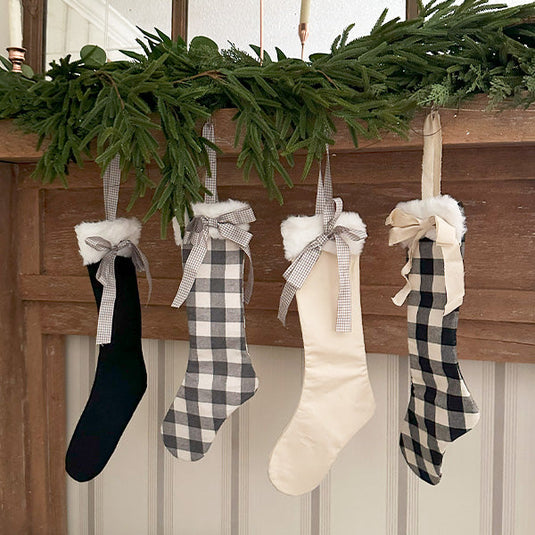 Plaid Christmas Stockings with Bow, Set of 4 Sale ABH