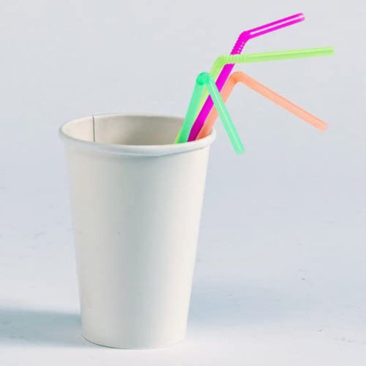 Straws Flexible Neon Multi-Colored 8.5-9.5 inches Tops & Straw Party Dimensions