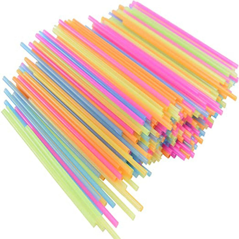 Load image into Gallery viewer, Straws Mini Neon Multi-Colored Tops &amp; Straw Party Dimensions
