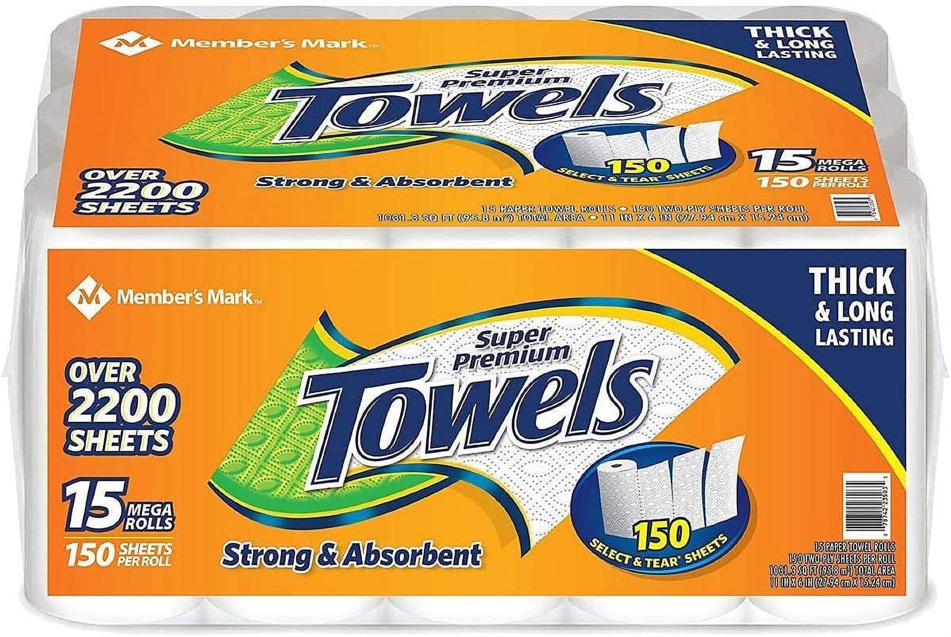 Member's Mark Select & Tear 2-Ply Paper Towel 15 rolls, 150 sheets/roll Paper Towels Member's Mark