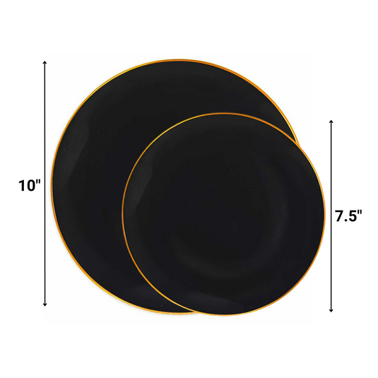 Organic Collection Dinner Plate Black & Gold Rim Tableware Package Disposable Plates Decorline