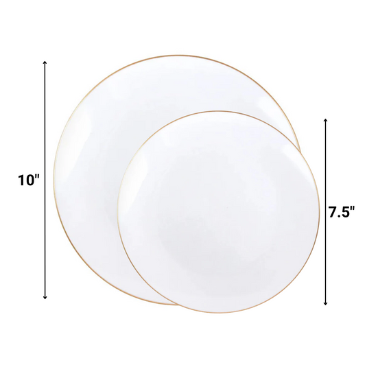 Organic Collection Dinner Plate White & Gold Rim Tableware Package Disposable Plates Decorline