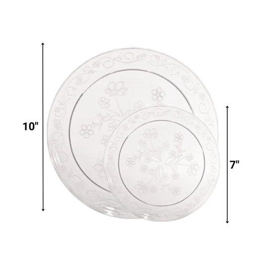 D'VINE COLLECTION ELEGANT CLEAR PLASTIC TABLEWARE PACKAGE Disposable Plates Decorline