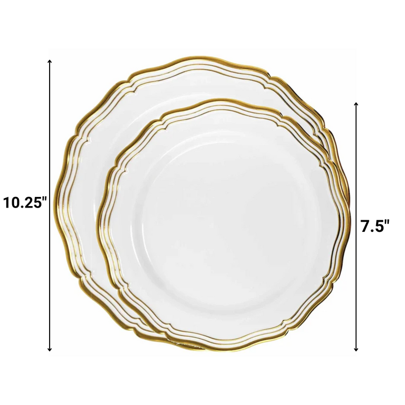 Load image into Gallery viewer, Aristocrat Collections Dinner Plate White &amp; Gold Tableware Package Disposable Plates Decorline
