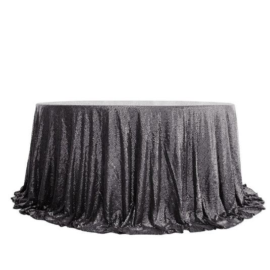 Sequin 132" Round Tablecloth Black - Seamless Dazzling Table Cover Tablecloths PROstorez Default Title