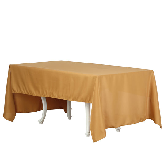 Premium Polyester 60"x126" Rectangle Tablecloth Gold - Stain-Resistant 220GSM Finish Table Cover Tablecloths HIER_2181