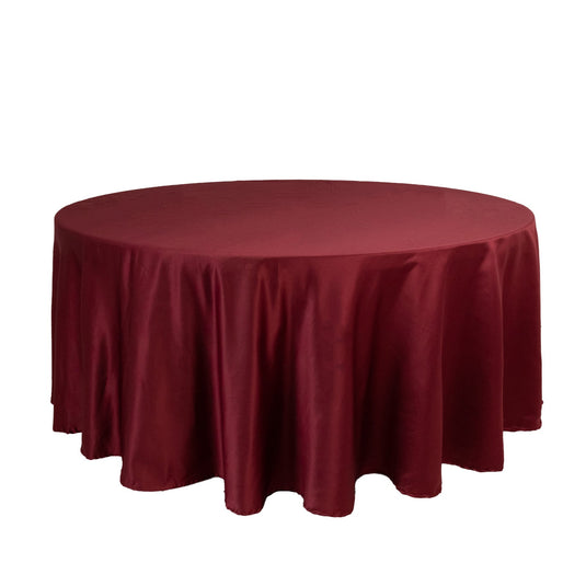 Lamour Satin 108" Round Tablecloth Burgundy - Durable & Silk-Like Table Cover Tablecloths HIER_2184