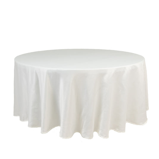 Lamour Satin 108" Round Tablecloth Ivory - Durable & Silk-Like Table Cover Tablecloths HIER_2184