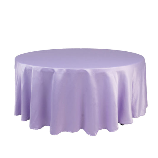 Lamour Satin 108" Round Tablecloth Lavender Lilac - Durable & Silk-Like Table Cover Tablecloths HIER_2184