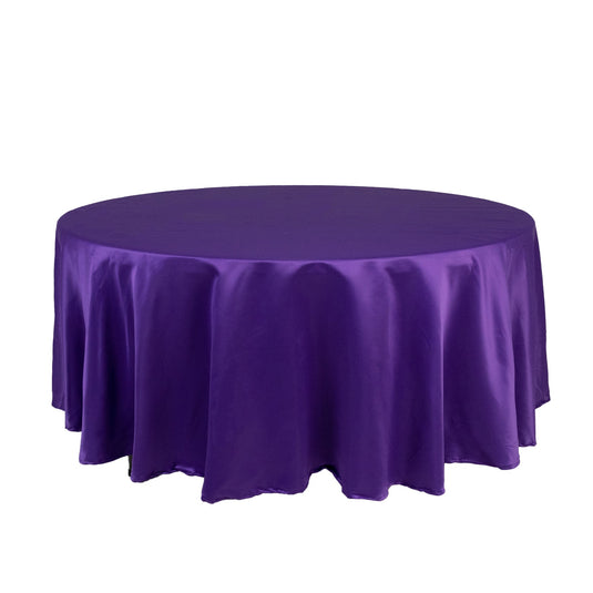 Lamour Satin 108" Round Tablecloth Purple - Durable & Silk-Like Table Cover Tablecloths HIER_2184