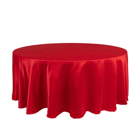 Lamour Satin 108" Round Tablecloth Red - Durable & Silk-Like Table Cover Tablecloths HIER_2184