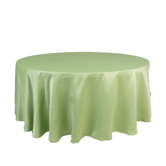 Lamour Satin 108" Round Tablecloth Sage Green - Durable & Silk-Like Table Cover Tablecloths HIER_2184