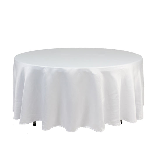 Lamour Satin 108" Round Tablecloth White - Durable & Silk-Like Table Cover for Classy Weddings & Events Tablecloths HIER_2184