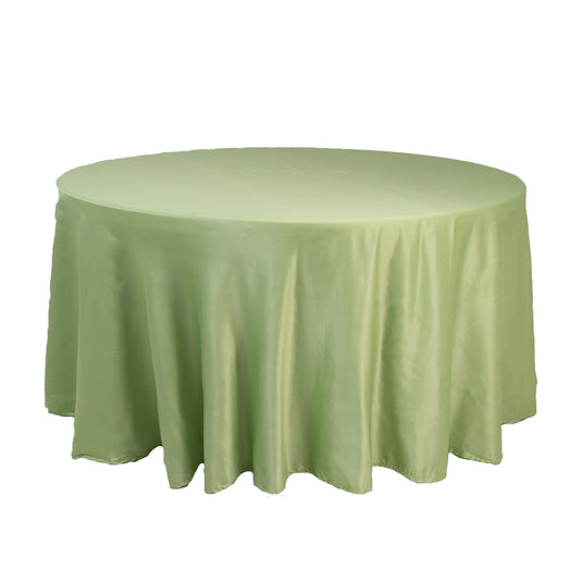 Lamour Satin 120" Round Tablecloth Sage Green - Seamless Table Cover with Soft Tempered Sheen Tablecloths HIER_2184