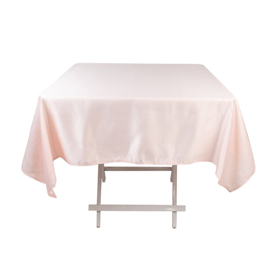 Lamour Satin 54"x54" Square Tablecloth Blush - Durable & Silk-Like Table Cover Tablecloths HIER_2184