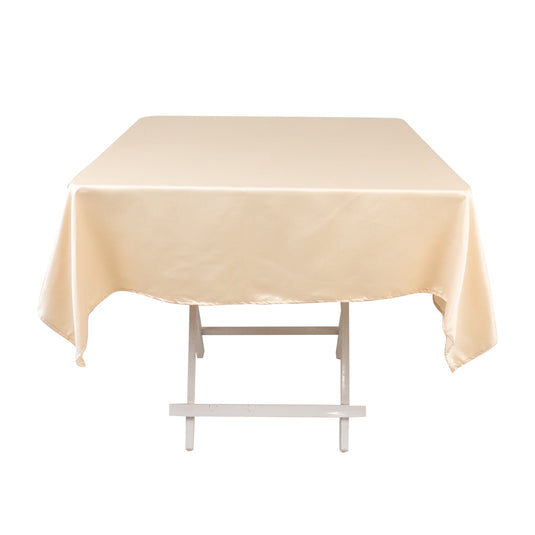 Lamour Satin 54"x54" Square Tablecloth Beige - Durable & Silk-Like Table Cover Tablecloths HIER_2184