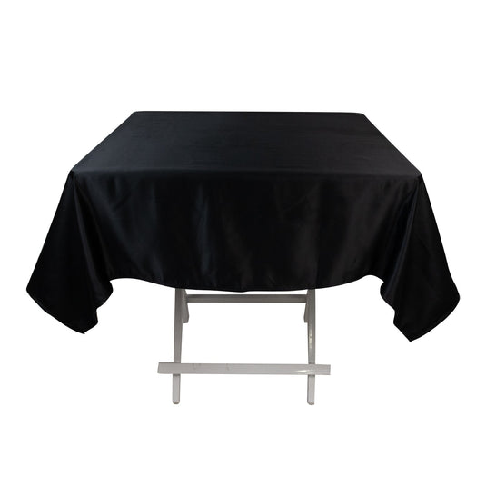 Lamour Satin 54"x54" Square Tablecloth Black - Durable & Silk-Like Table Cover for Weddings & Parties Tablecloths HIER_2184