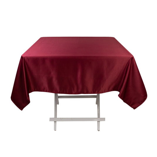 Lamour Satin 54"x54" Square Tablecloth Burgundy - Durable & Silk-Like Table Cover Tablecloths HIER_2184