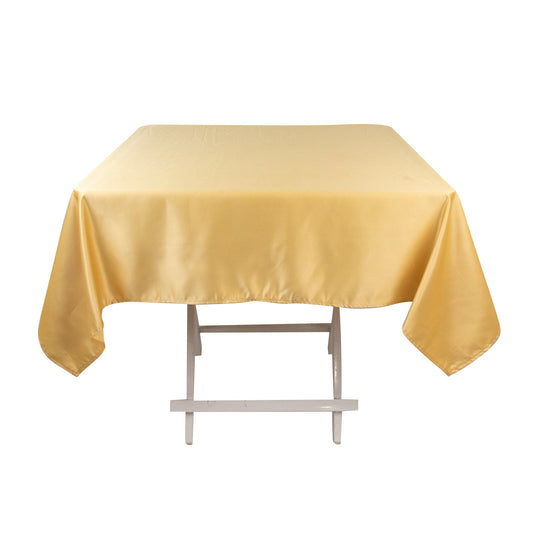 Lamour Satin 54"x54" Square Tablecloth Champagne - Durable & Silk-Like Table Cover Tablecloths HIER_2184