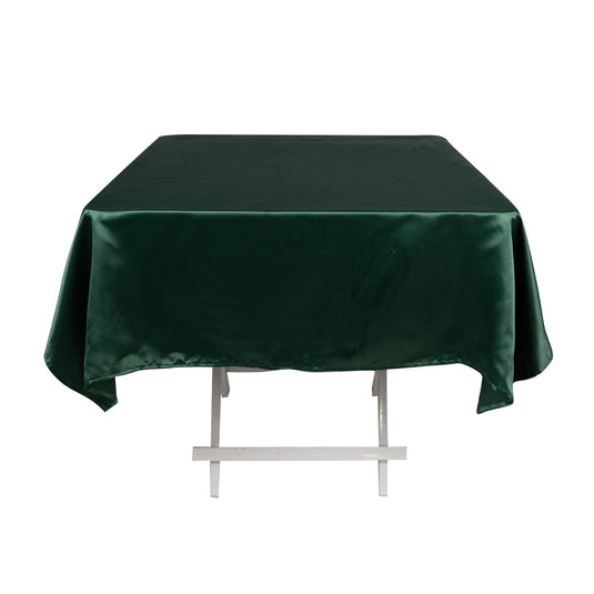 Lamour Satin 54"x54" Square Tablecloth Hunter Emerald Green - Durable & Silk-Like Table Cover Tablecloths HIER_2184