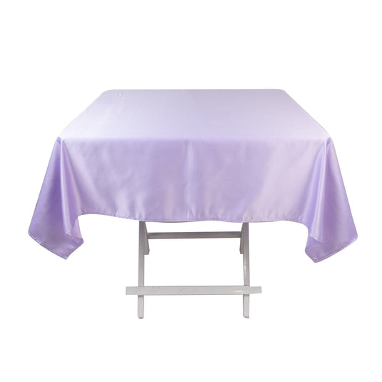 Lamour Satin 54"x54" Square Tablecloth Lavender Lilac - Durable & Silk-Like Table Cover Tablecloths HIER_2184