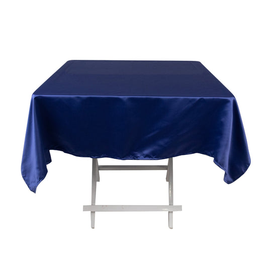 Lamour Satin 54"x54" Square Tablecloth Navy Blue - Durable & Silk-Like Table Cover Tablecloths HIER_2184